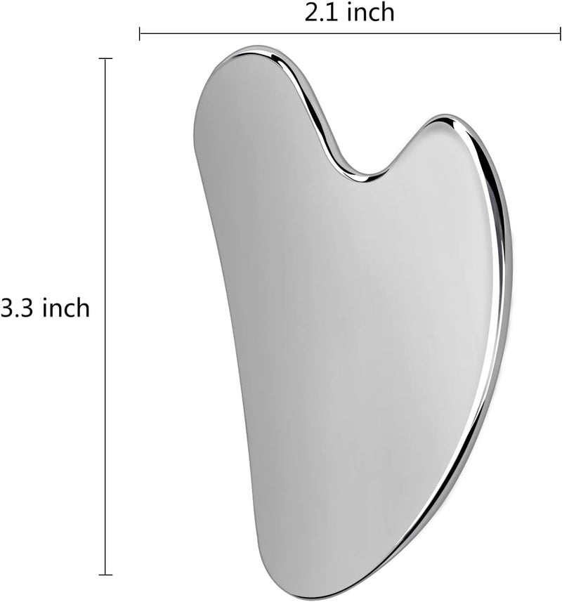 oxt Gua Sha, Stainless Steel Gua Sha Facial Tools, Guasha Tool for Face Upgraded, Guasha Stainless Steel (Silvery) - Image 3